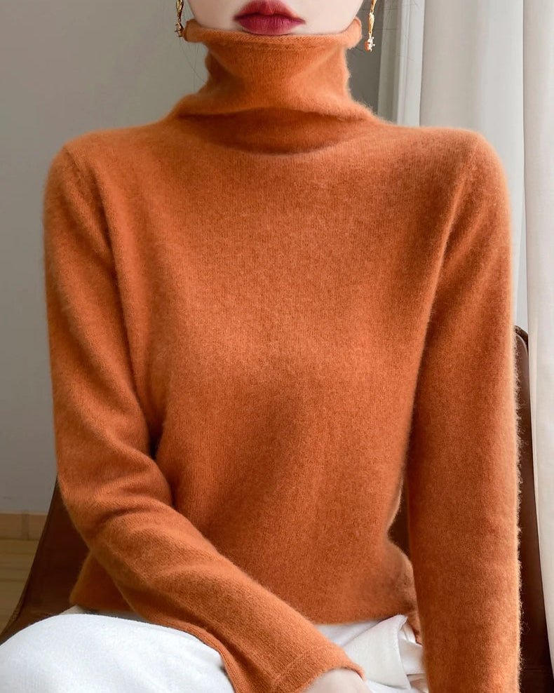 High-Neck Knitted Wool Pullover