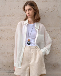 High-Waisted Casual Linen Shorts