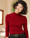 High-Neck Pullover Slim-Fit Cashmere Knit Sweater