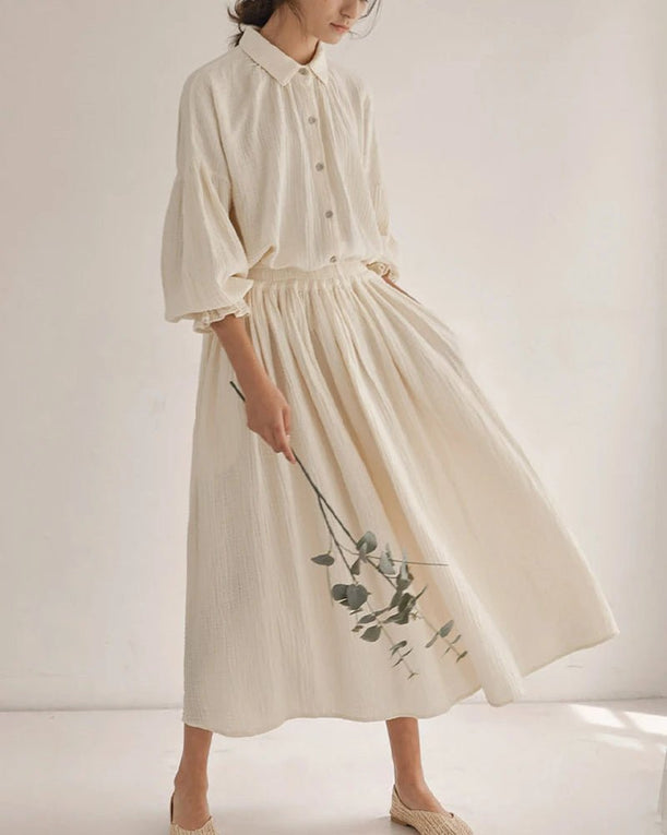 Retro Casual Straight-Cut Midi Skirt