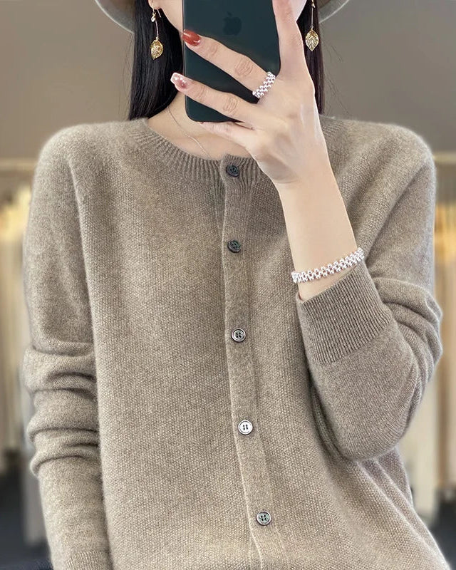 Pure Wool O-Neck Cardigan
