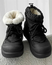 Fur-Lined Lace-Up Snow Boots