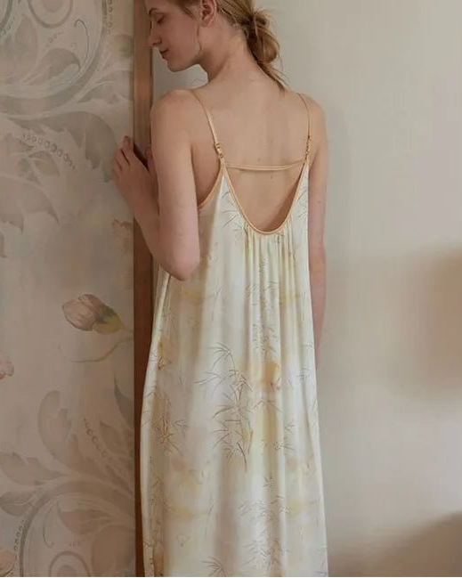 Satin Bamboo Shadow Print Nightdress