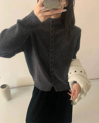 Comfortable Stand-Collar Single-Breasted Sweater