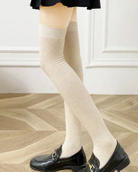 Ribbed Knit Wool Over-Knee Stockings