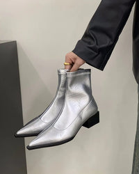 Stylish Square-Heeled Pointed-Toe Ankle Boots