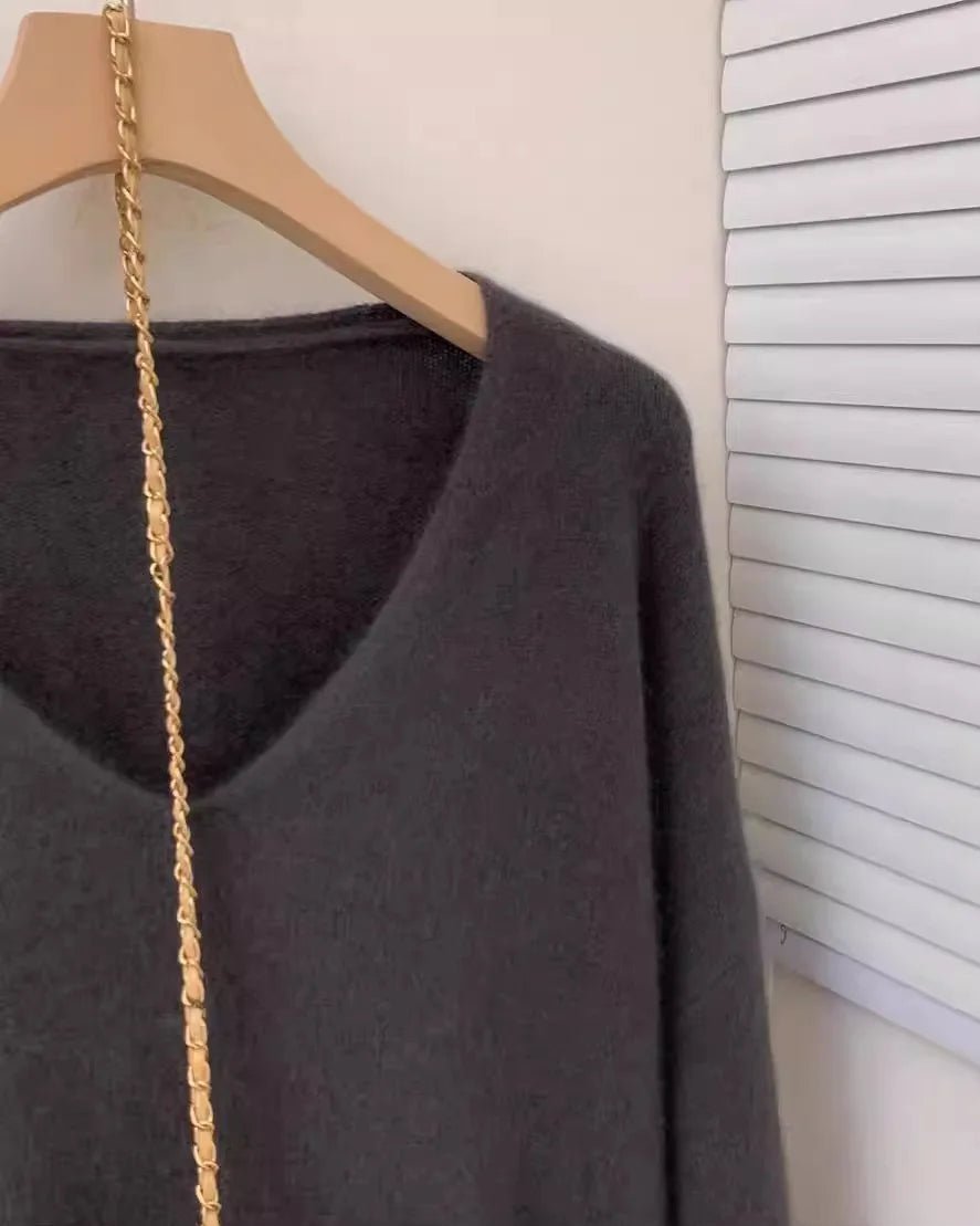 Batik Cashmere V-Neck Loose Sweater