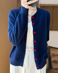 Merino Wool Half-High Collar Loose Knit Cardigan