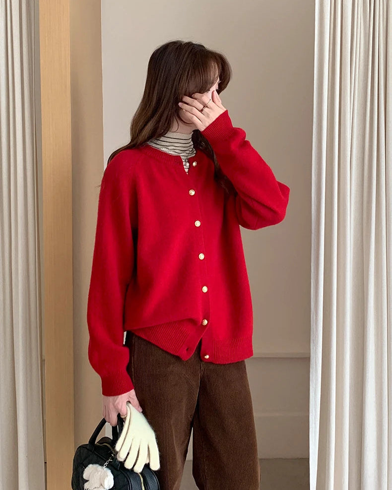 Classic Knit Wool Button Cardigan