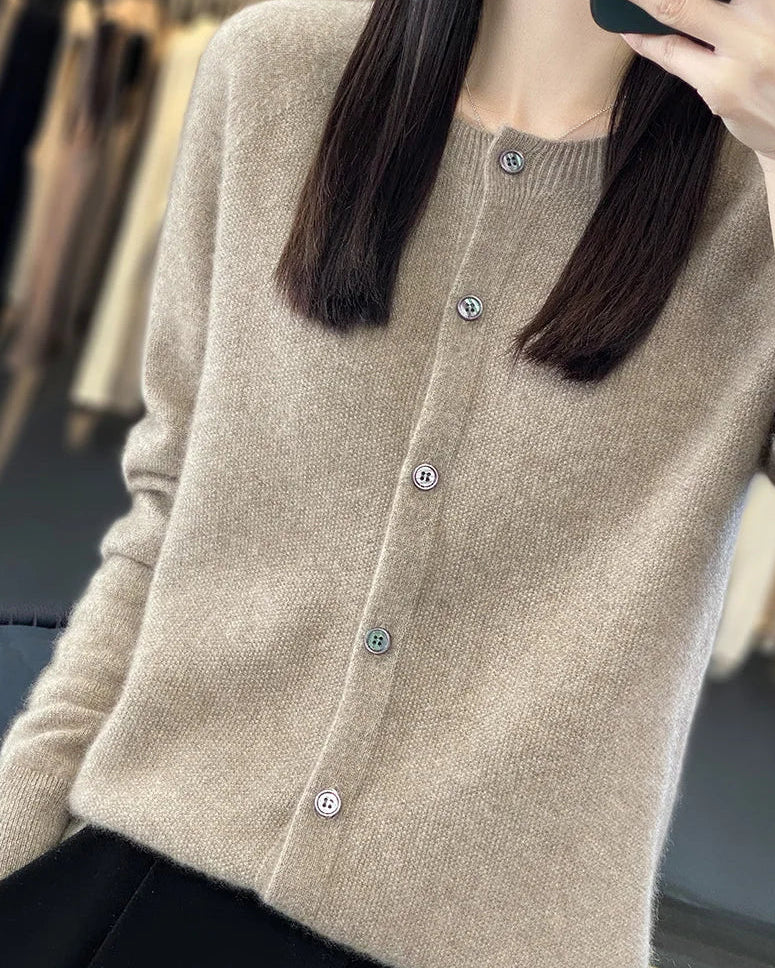 Pure Wool O-Neck Cardigan