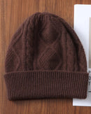 Diamond-Knit Wool Beanie