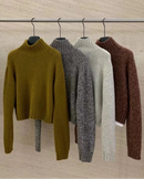 Short Cashmere Mock-Neck Sweater