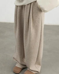 Plush Pleated Wide-Leg Trousers