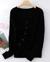 Cotton Openwork V-Neck Cardigan