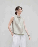 Casual Sleeveless Stand-Up Collar Fashion T-Shirt