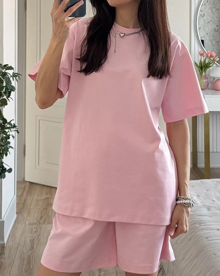 Loose Cotton Knit O-Neck Tee