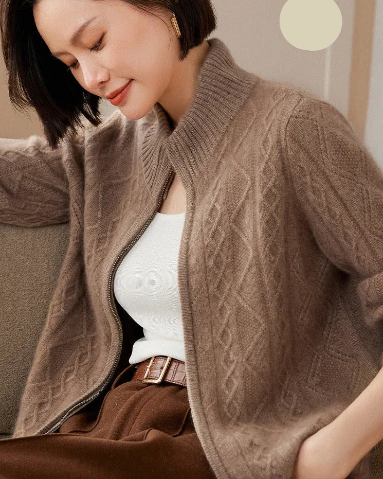 Cashmere Zipper Knit Coat