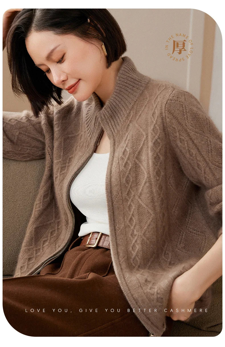 Cashmere Zipper Knit Coat