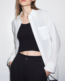 Simple Commuter Lapel Drop Shoulder Sleeve Shirt
