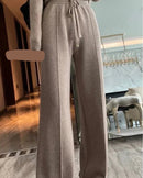 Cotton Wool Wide-Leg Knit Pants