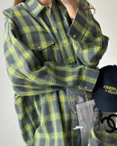 Vintage Plaid Oversized Long-Sleeve Shirt