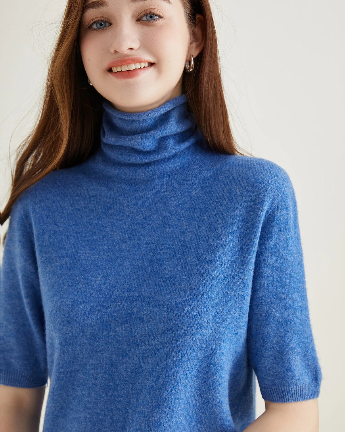 Merino Wool Half-Sleeve Turtleneck