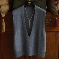 Deep V-Neck Wool Vest