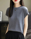 Solid-Color Sleeveless Knit Top