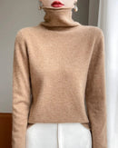 High-Neck Knitted Wool Pullover