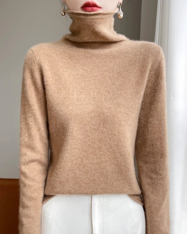 High-Neck Knitted Wool Pullover