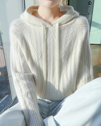 Stylish Wool Knitted Hooded Sweatshirt