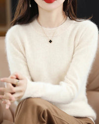 Mink Cashmere Crew Neck Knitted Sweater