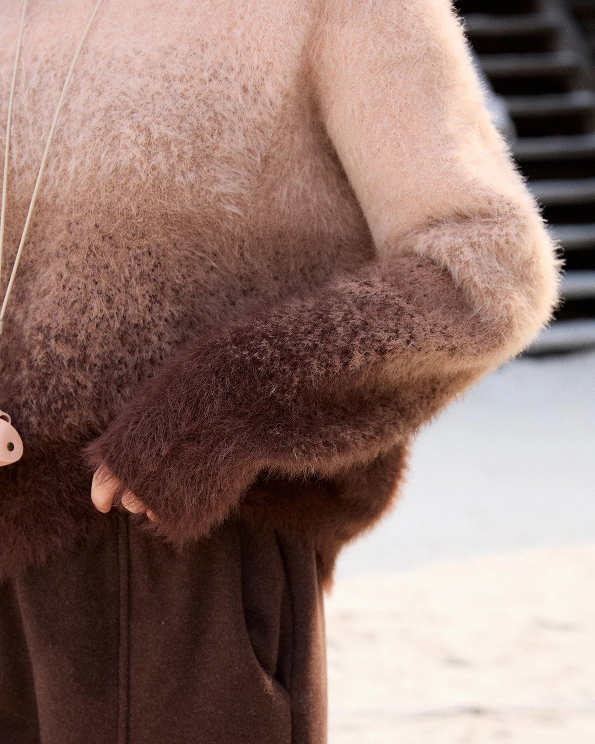Gradient Faux Mink Knit Sweater