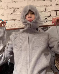 Cashmere Hooded Zip-Up Cardigan