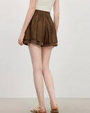 Lyocell High-Waist Drawstring Casual Shorts