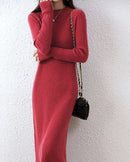 Ribbed Merino Wool Midi Dress