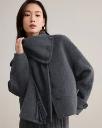 Detachable Scarf Collar Wool Coat