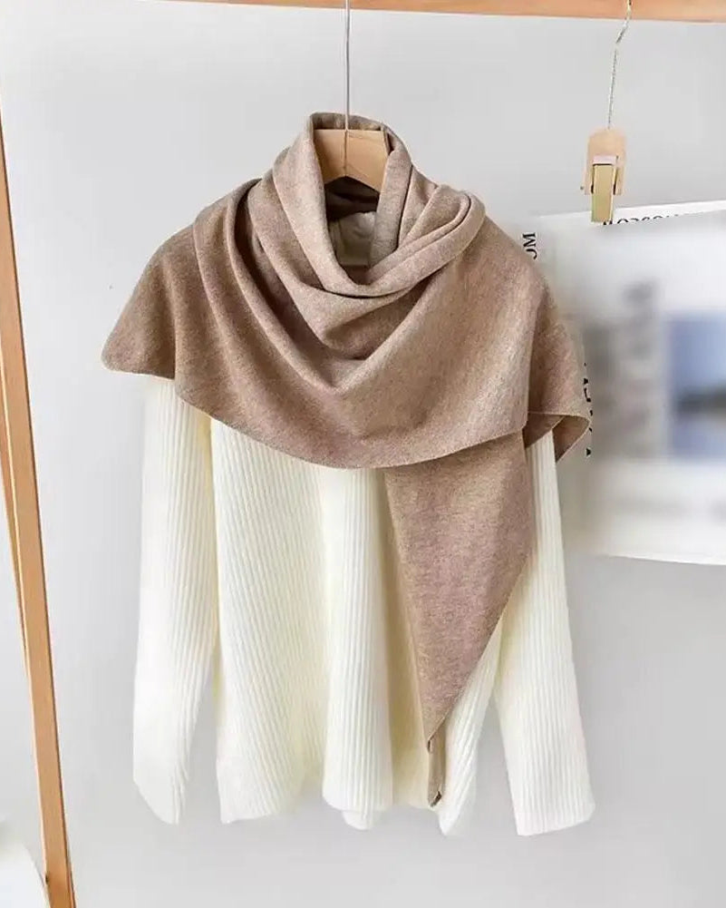 Wool Blend Oversized Triangle Wrap Shawl