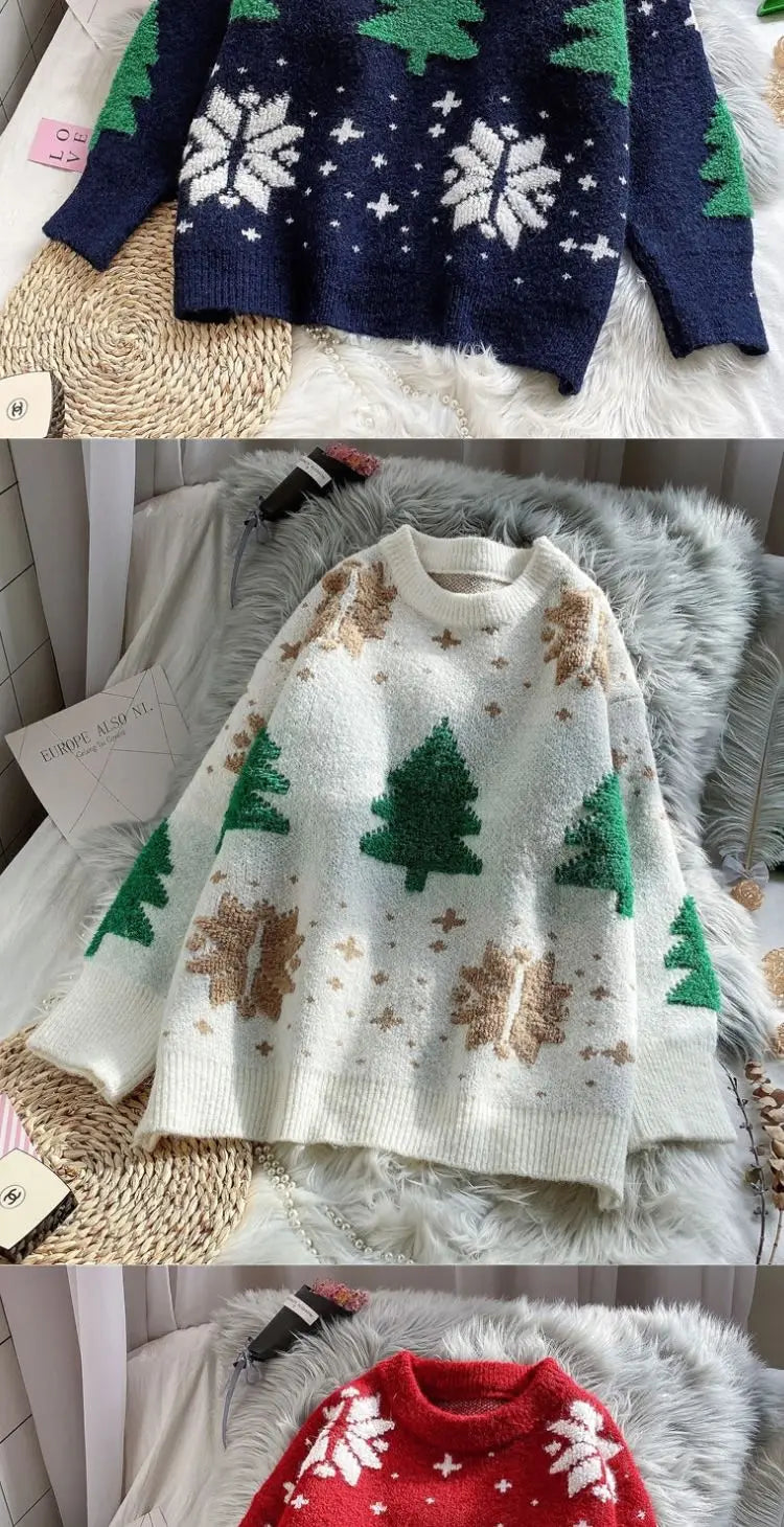 Christmas Tree Round-Neck Pullover