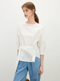 Asymmetric Draping & Breathable Linen Blend Shirt