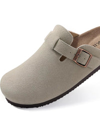 Suede Platform Cork Insole Slippers