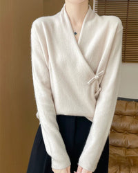 Loose And Soft V-Neck Wool Knit Cardigan