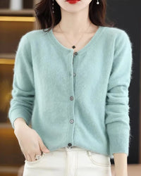 Mink Cashmere Round Neck Cardigan