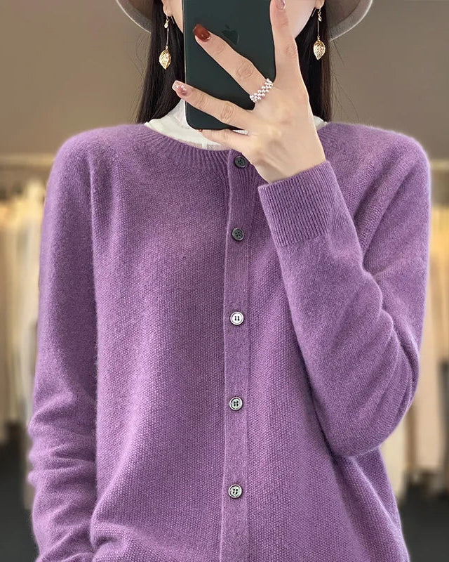 Pure Wool O-Neck Cardigan