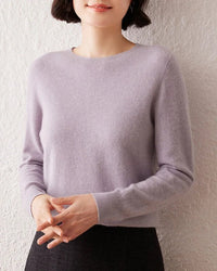 Cashmere Knitted Long-Sleeved Crew Neck Sweater