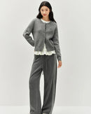 Striped Wide-Leg Ankle Trousers