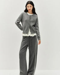 Striped Wide-Leg Ankle Trousers