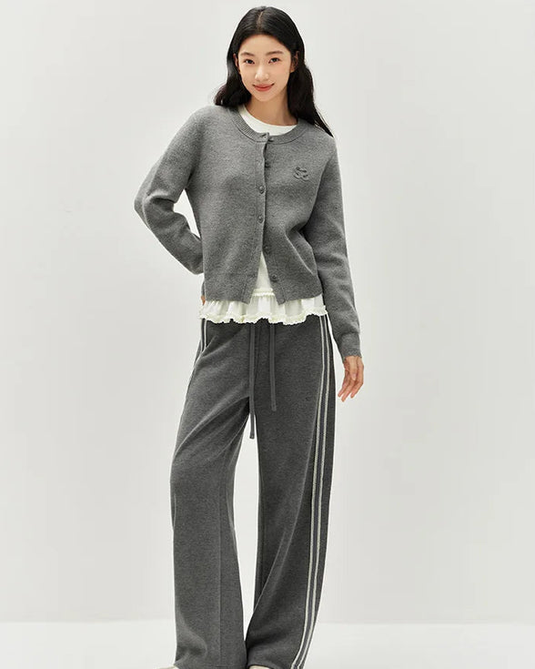 Striped Wide-Leg Ankle Trousers