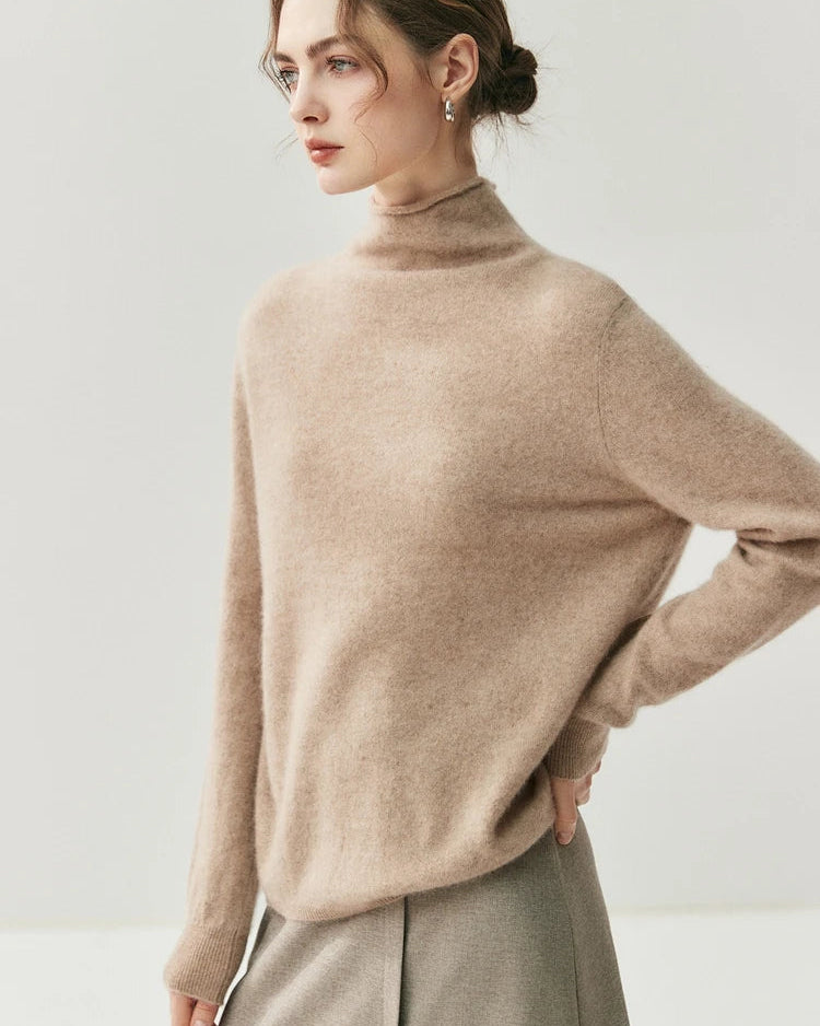 Cashmere Reversible Turtleneck Cardigan Sweater