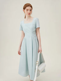Square Neck High Waist Cotton A-LINE Dresses